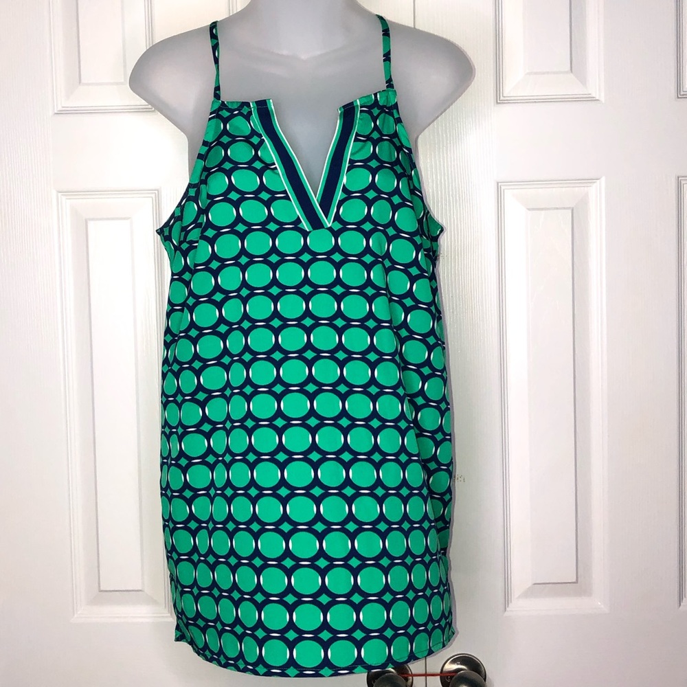 Mud Pie Green With Blue Circles Tank Top